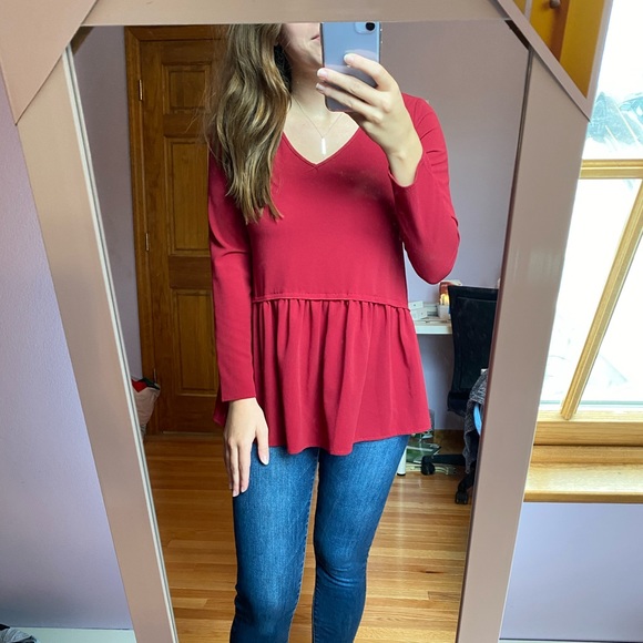 SHEIN Tops - Raspberry Peplum Blouse
